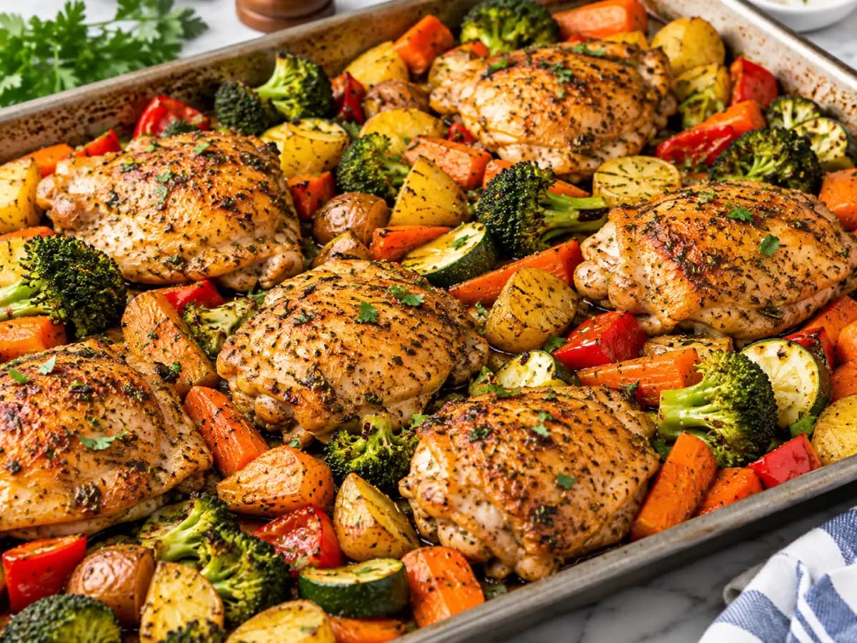 sheet pan chicken thighs and vegetables