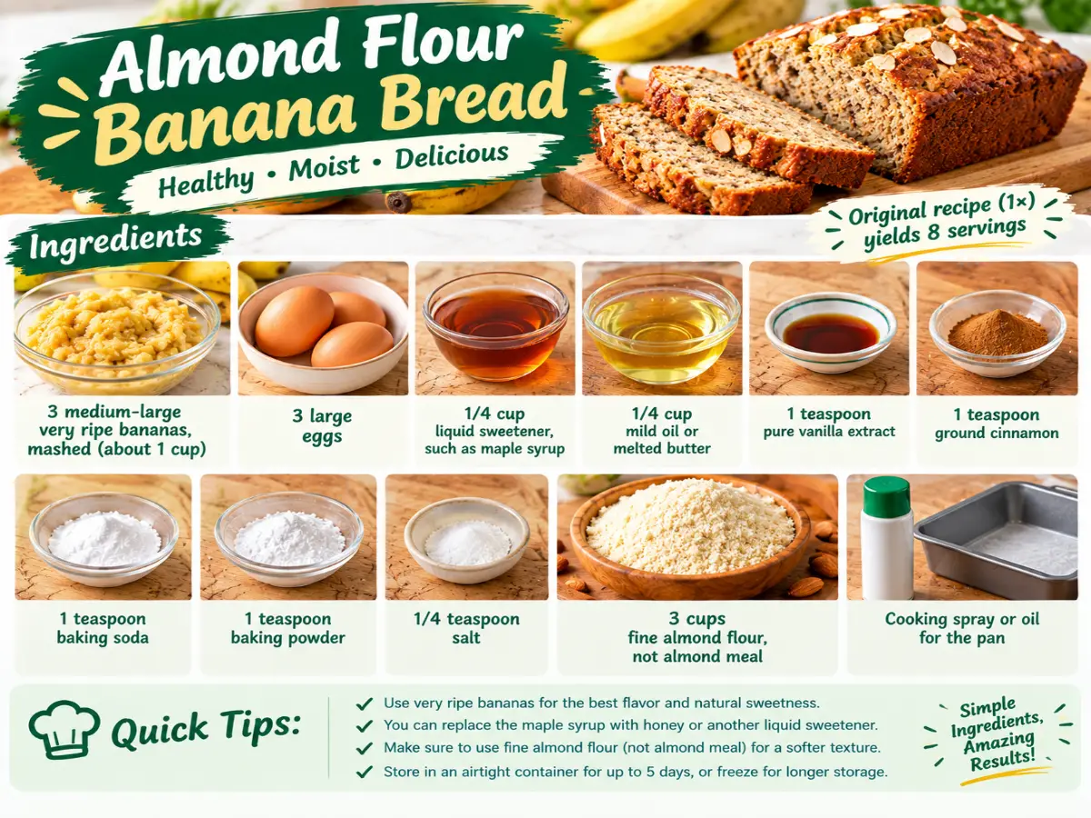Almond Flour Banana Bread Recipe Card