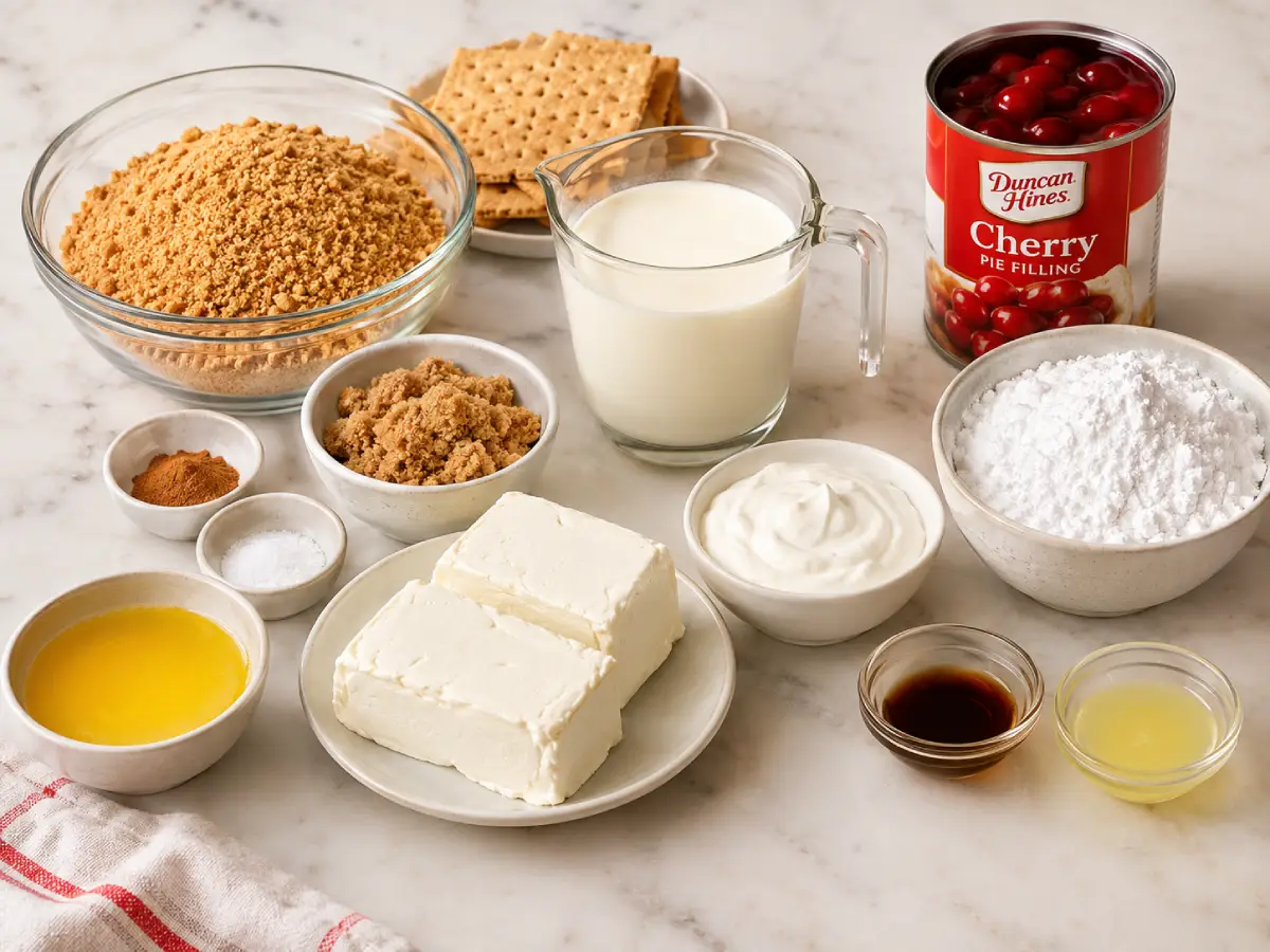 Cheesecake Ingredients on Marble Countertop