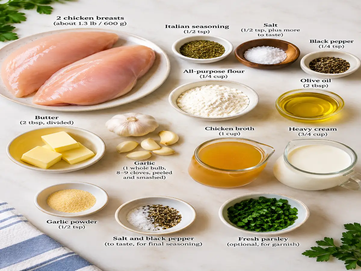 Chicken Recipe Ingredients Flat Lay
