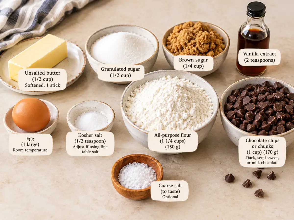 Chocolate Chip Cookie Ingredients Flat Lay