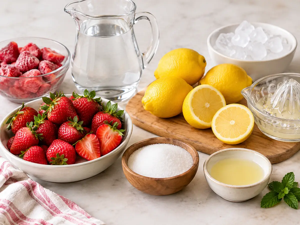 Fresh Strawberry Lemonade Ingredients