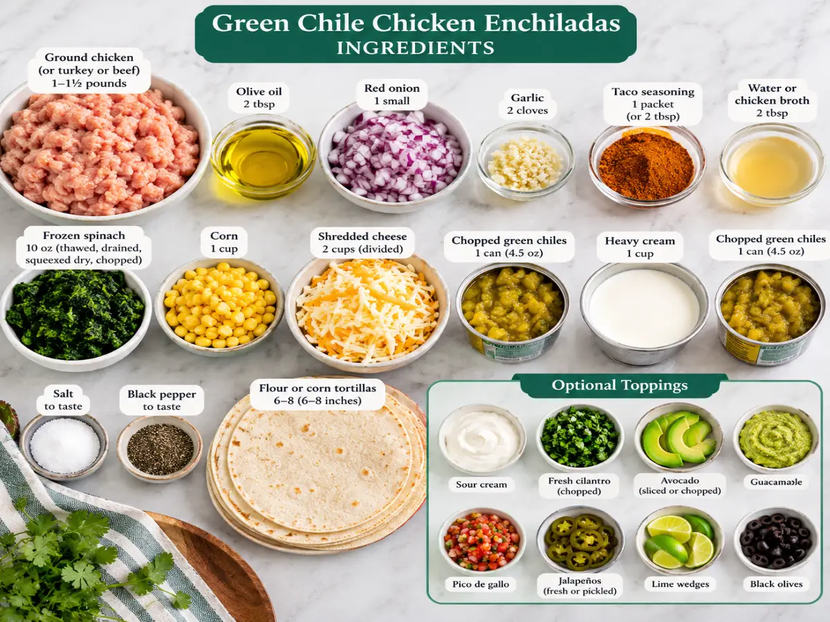 Green Chile Enchilada Ingredients Board