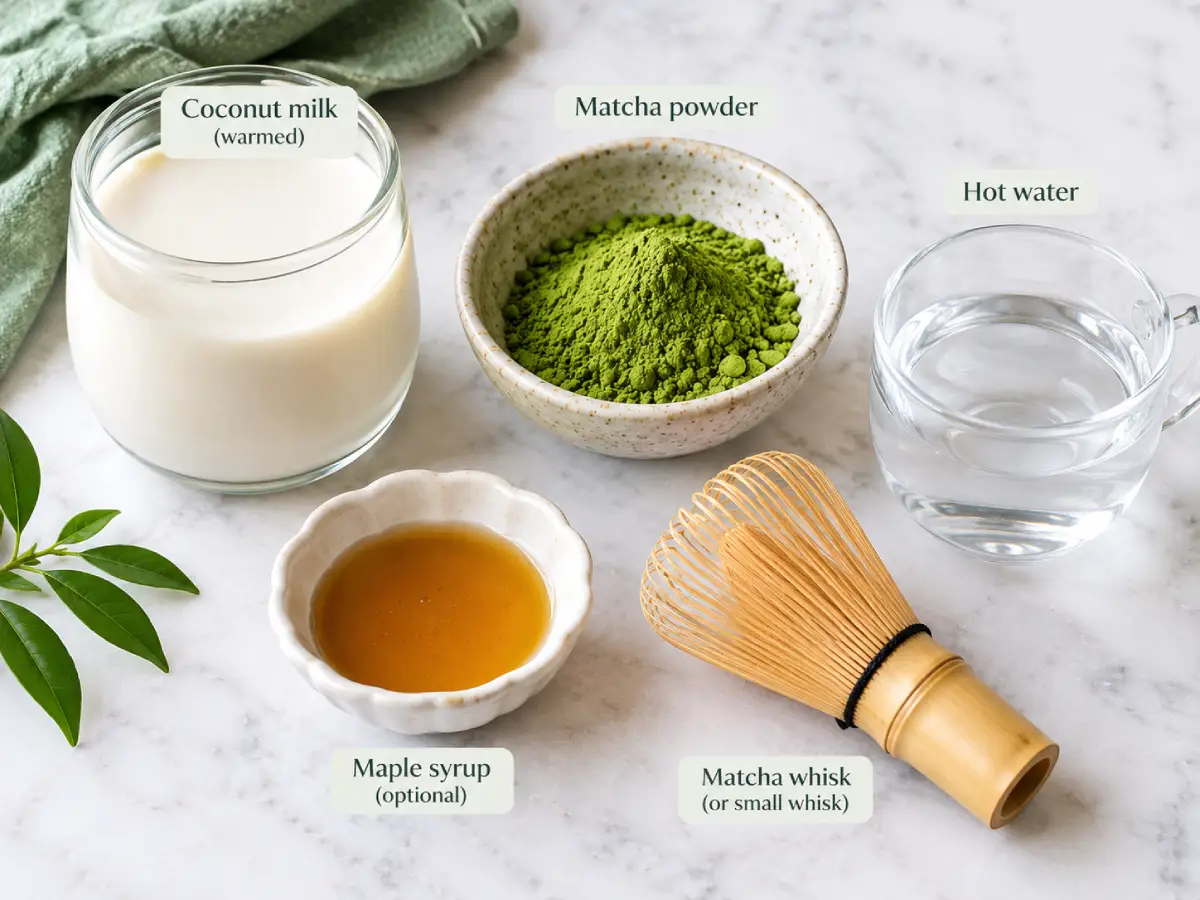 Matcha Latte Ingredients Flat Lay