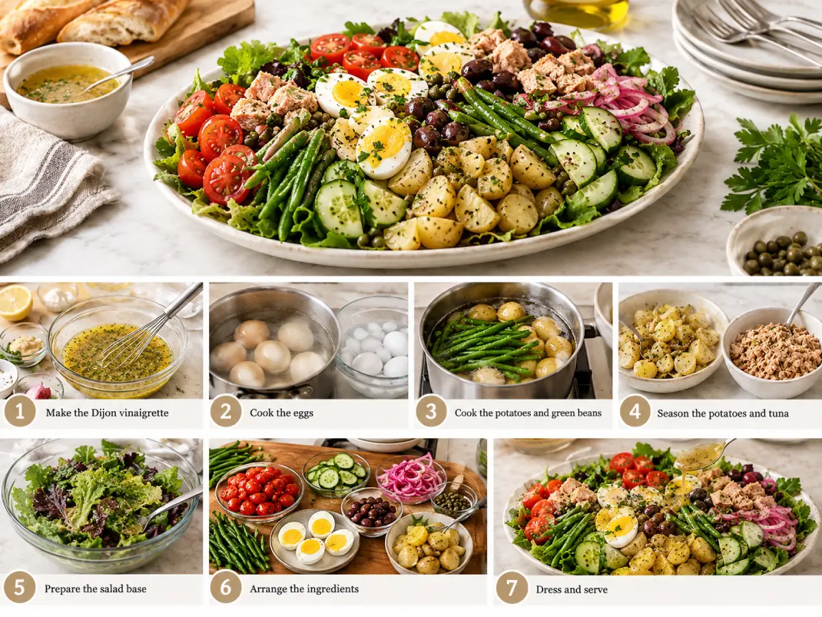 Niçoise Salad Step by Step Collage
