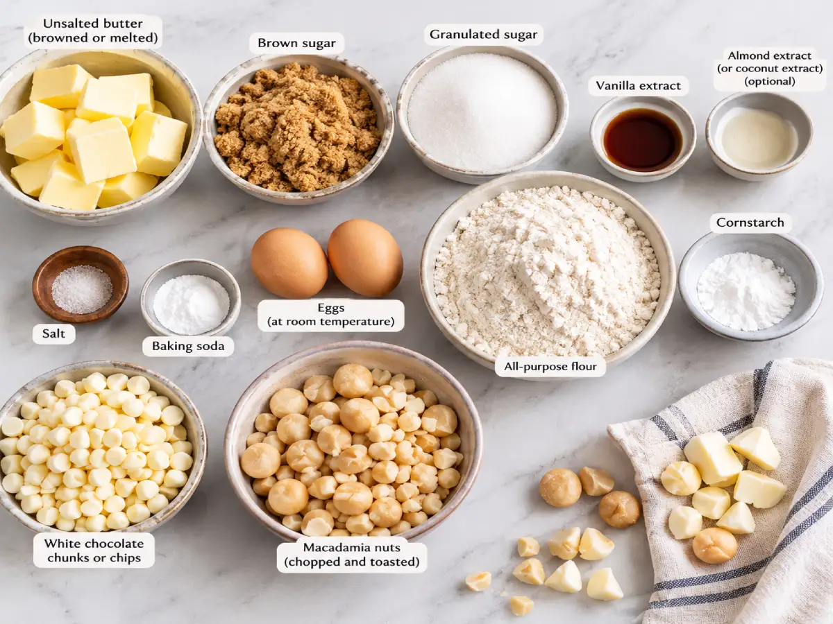 White Chocolate Macadamia Cookie Ingredients